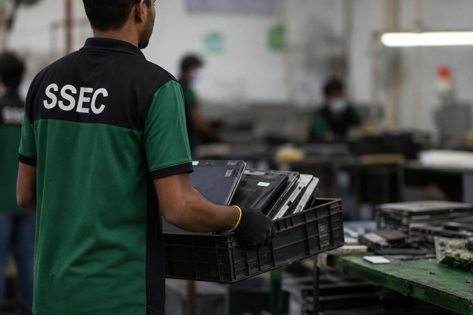 Our team sorting and preparing devices for certified dismantling.